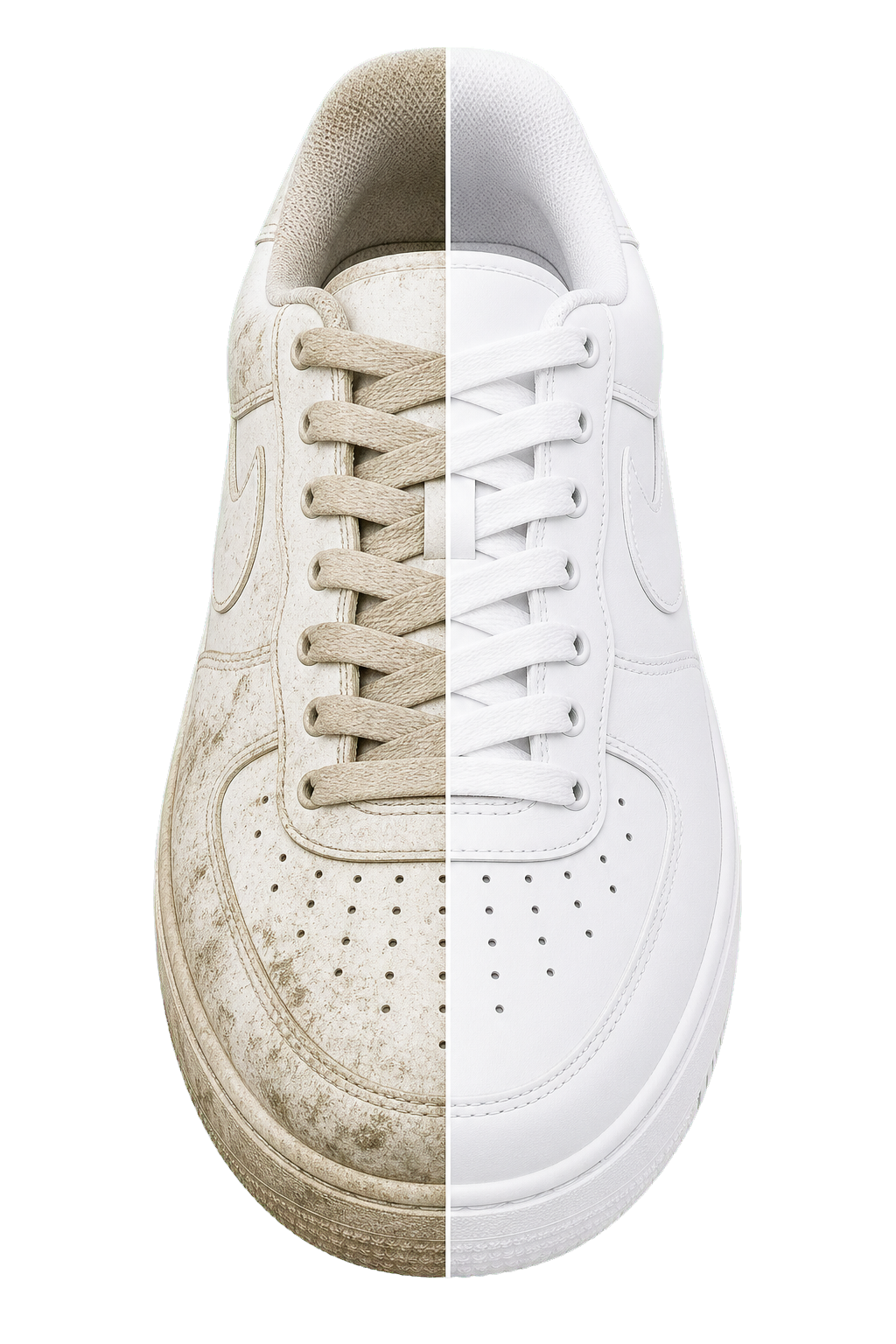 Before and after shoe cleaning